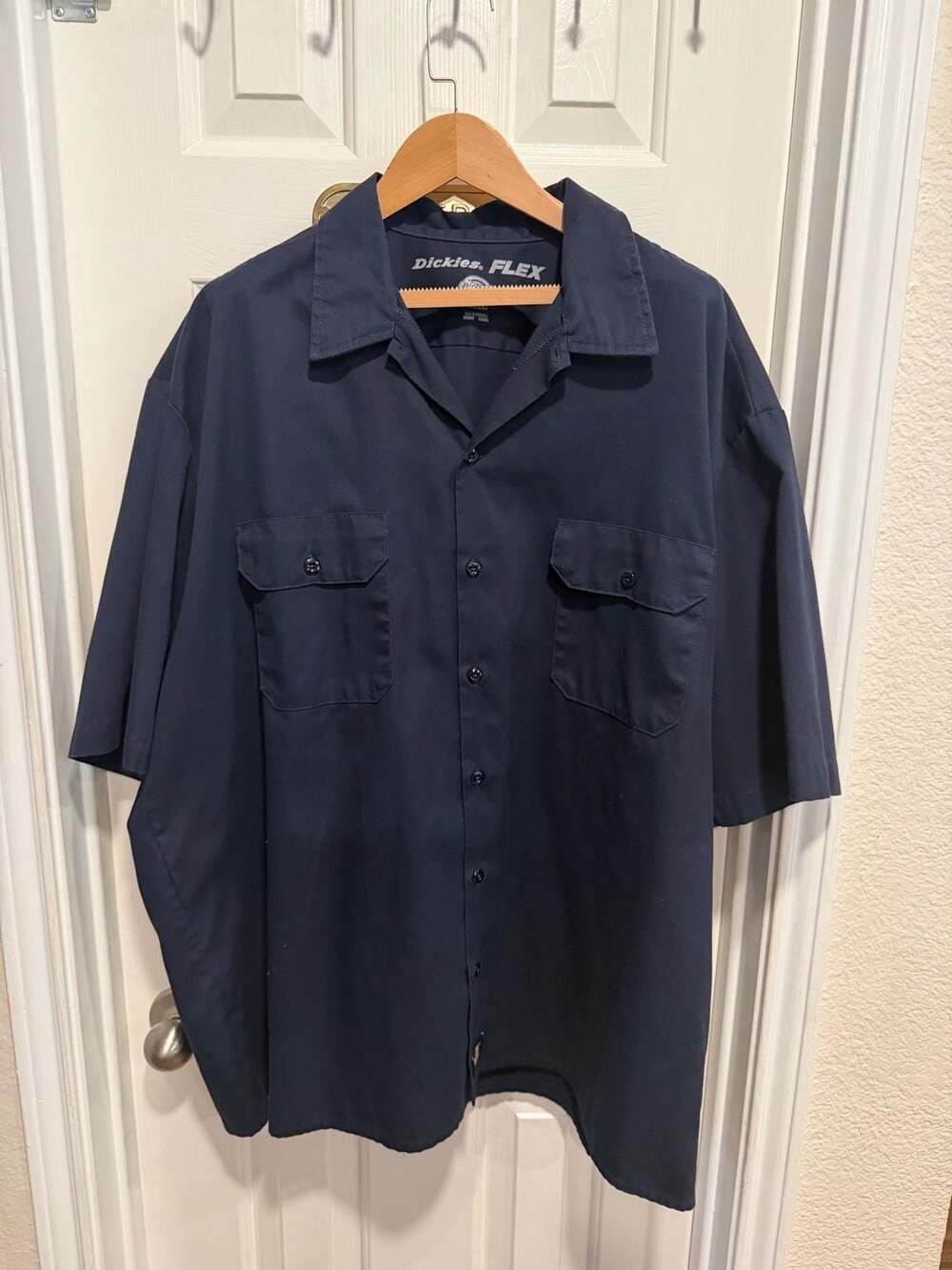 Dickies FLEX Men’s 2XL Navy Blue Short Sleeve Work Shirt Button Up Utility
